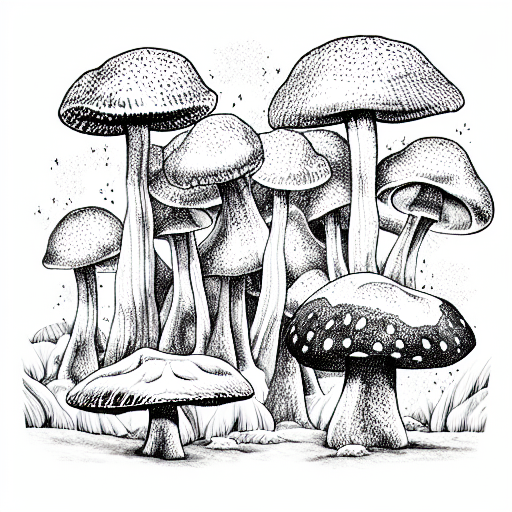 giant mushrooms Forest  tattoo design idea