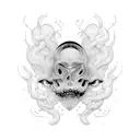 this void swallows me, a blissful silence sleeve tattoo design idea