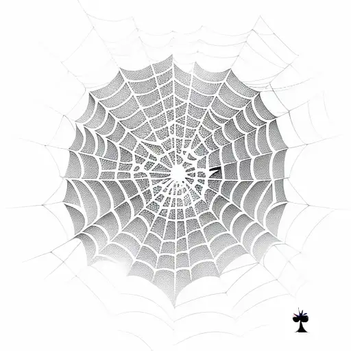 A sketch-style spiderweb with poker cards as the intersecting lines tattoo design idea