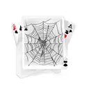 A sketch-style spiderweb with poker cards as the intersecting lines tattoo design idea