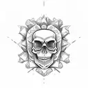 skull beach flowers crystals tattoo design idea