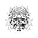 skull beach flowers crystals tattoo design idea