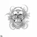 skull beach flowers crystals tattoo design idea