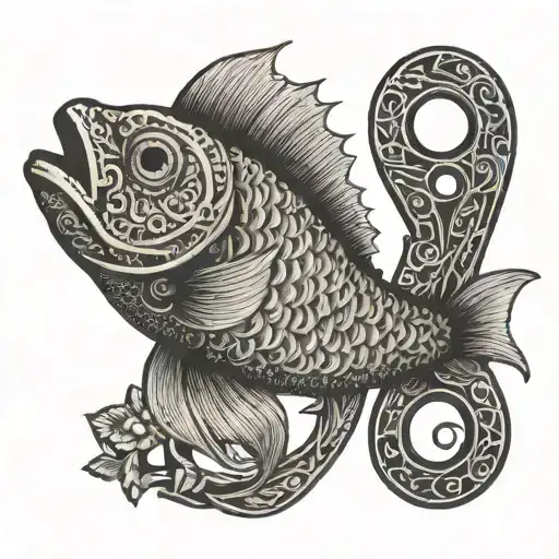 A pair of embroidery scissors  in the shape of a fish tattoo design idea