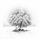 walnut tree by calm flowing river tattoo design idea