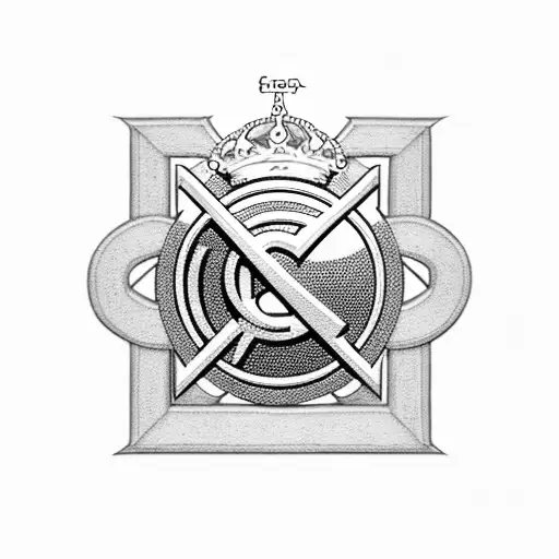 Linking park logo with real Madrid logo for half shelves arm tattoo design idea