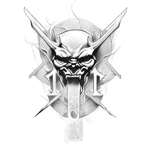 Cross with the words "The devil can scrap but the lord has won"  tattoo design idea