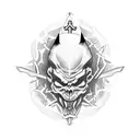 Cross with the words "The devil can scrap but the lord has won"  tattoo design idea