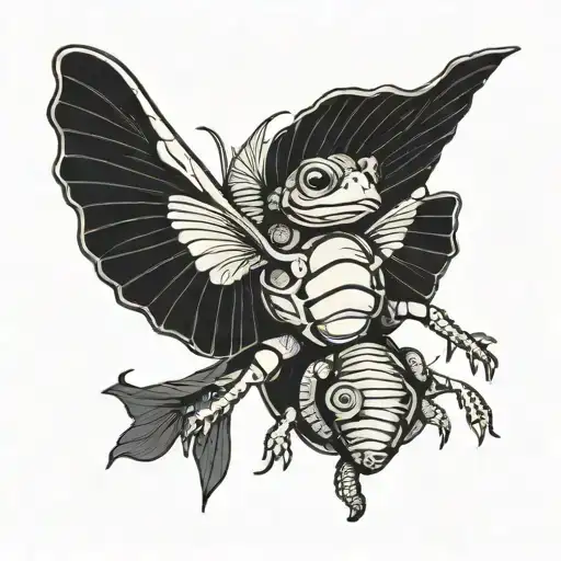 Grateful Dead dancing terrapin and dragonfly flying tattoo design idea