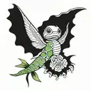 Grateful Dead dancing terrapin and dragonfly flying tattoo design idea