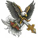 eagle wings and sword going tattoo design idea