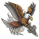 eagle wings and sword going tattoo design idea