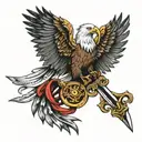 eagle wings and sword going tattoo design idea
