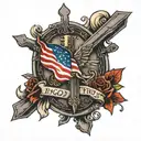 In God we trust with cross and American flag tattoo design idea