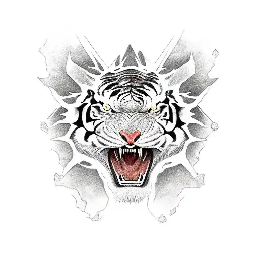 Dragon tiger mountains tattoo design idea