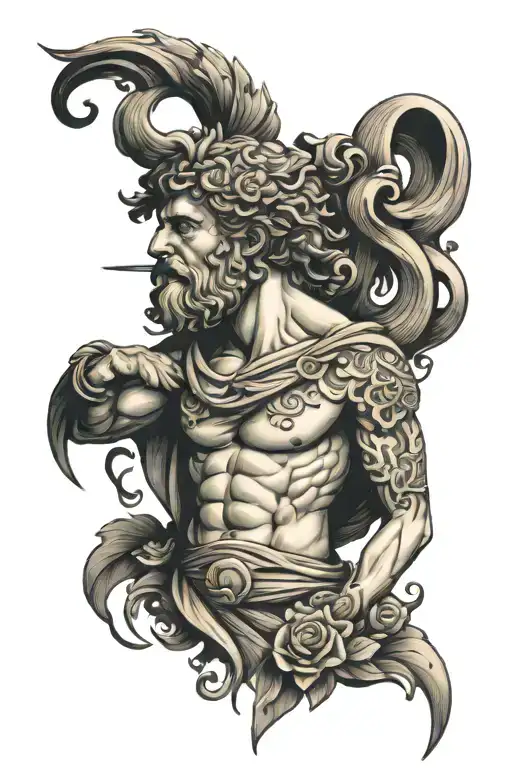 Greek god, loyalty respect,  tattoo design idea