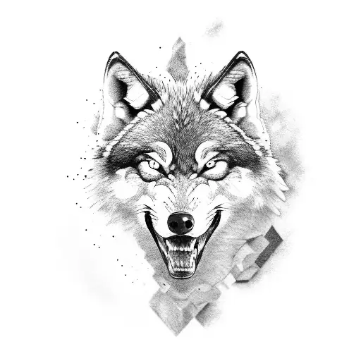 angry wolf tattoo design idea