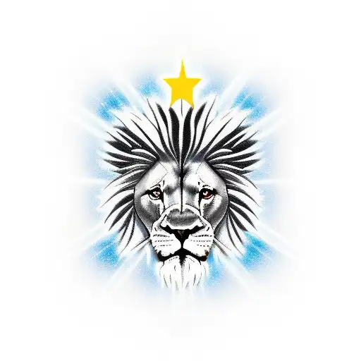 cross lion jesus three stars tattoo design idea
