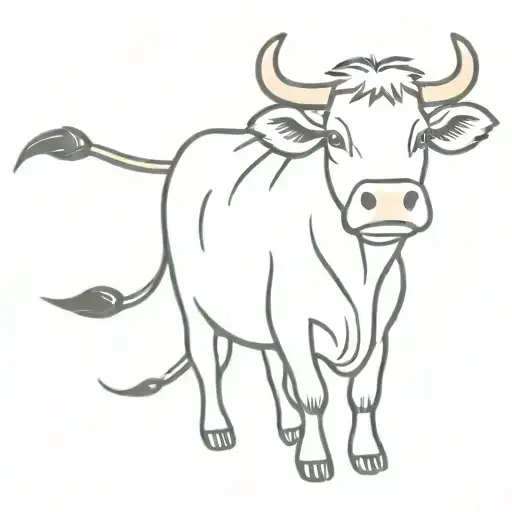 A simple outline of a cow with a wheat stalk in its mouth, symbolizing the farmer's love for both animals and crops tattoo design idea