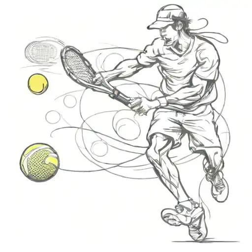 tennis player kicking a ball tattoo design idea