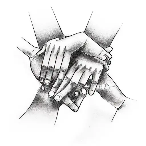 A simple yet powerful sketch tattoo of two hands clasping each other, symbolizing the unbreakable bond of friendship and the support between brothers. tattoo design idea