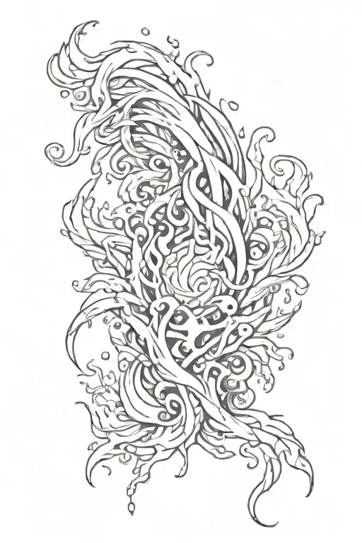 An elemental tattoo featuring fire and water intertwined tattoo design idea
