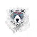 a bear with a foo dog style tattoo design idea