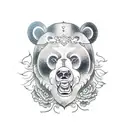 a bear with a foo dog style tattoo design idea