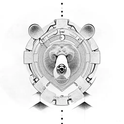 bear trap hard outlines symmetrical tattoo design idea