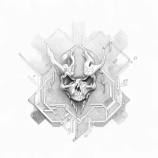 trap, hard outlines, symmetrical tattoo design idea