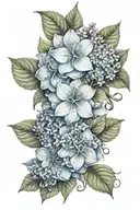 create an image of hydrangeas flowers and Aquarius zodiac sign Tattoo ideas tattoo design idea