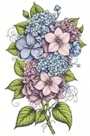 create an image of hydrangeas flowers and Aquarius zodiac sign Tattoo ideas tattoo design idea