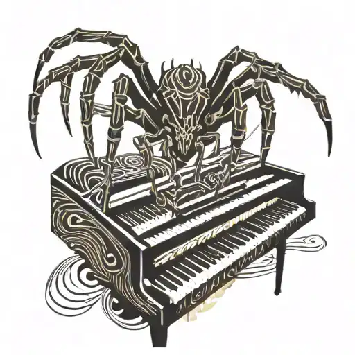 Spider walking on piano keys tattoo design idea