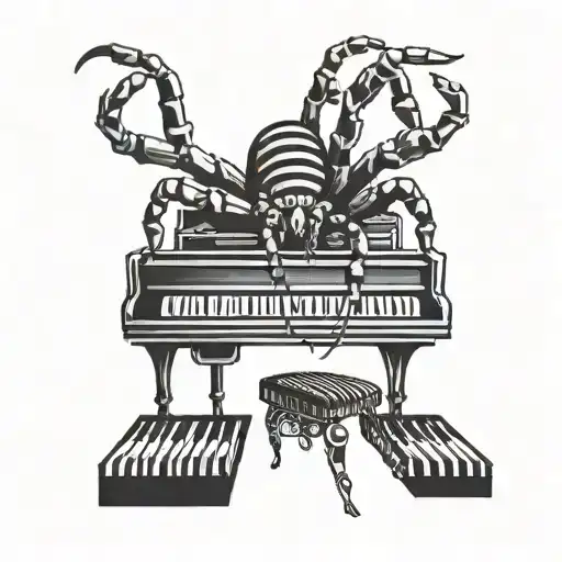 Spider walking on piano keys tattoo design idea