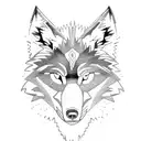 wolf pine trees moon tattoo design idea