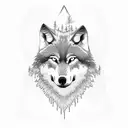 wolf pine trees moon tattoo design idea