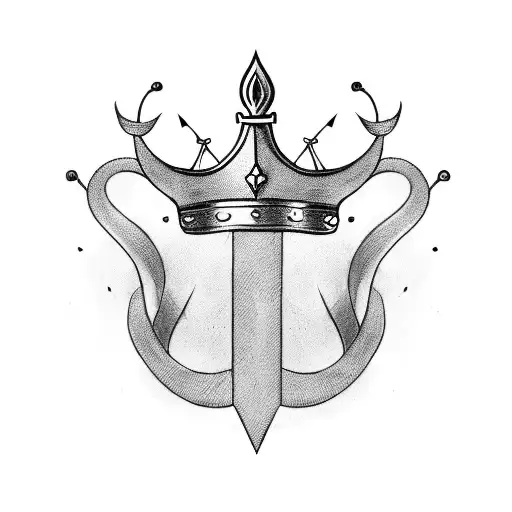 sword, crown, feather tattoo design idea