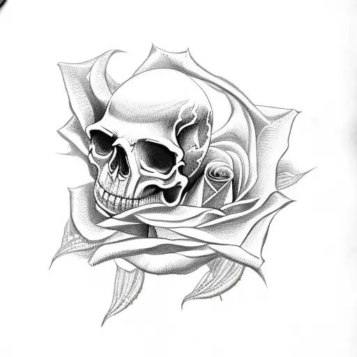 rose skull snake  tattoo design idea