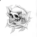 rose skull snake  tattoo design idea