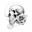 rose skull snake  tattoo design idea