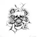 rose skull snake  tattoo design idea