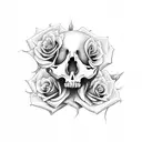 rose skull snake  tattoo design idea