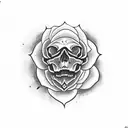 rose skull snake  tattoo design idea