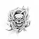 rose skull snake  tattoo design idea