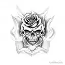 rose skull snake  tattoo design idea