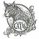 Flame with the name Cattas in the middle tattoo design idea