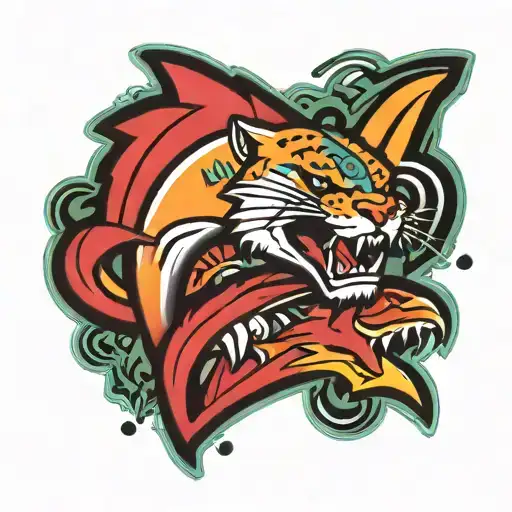 florida with miami heat logo, miami dolphins logo, miami marlins logo, and florida panthers logo incorporated  tattoo design idea