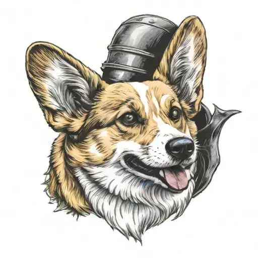 corgi with bat wings  tattoo design idea