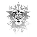 A blackwork tattoo of a lion's face with Metallica lyrics incorporated into the design tattoo design idea