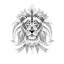 A blackwork tattoo of a lion's face with Metallica lyrics incorporated into the design tattoo design idea